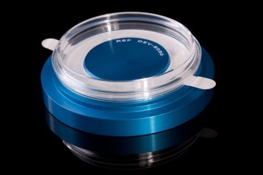 DEV-5040. Bleu part, to assemble the adhesive ring, 'Easy, Accurate & Quick'.